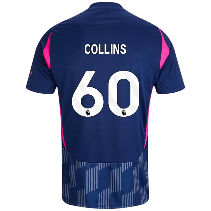 Niño Camiseta Sam Collins #60 Azul Real Rosa 2ª Equipación 2024/25 La Camisa Chile