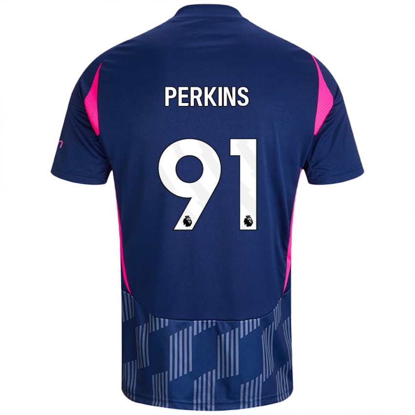 Niño Camiseta Jack Perkins #91 Azul Real Rosa 2ª Equipación 2024/25 La Camisa Chile