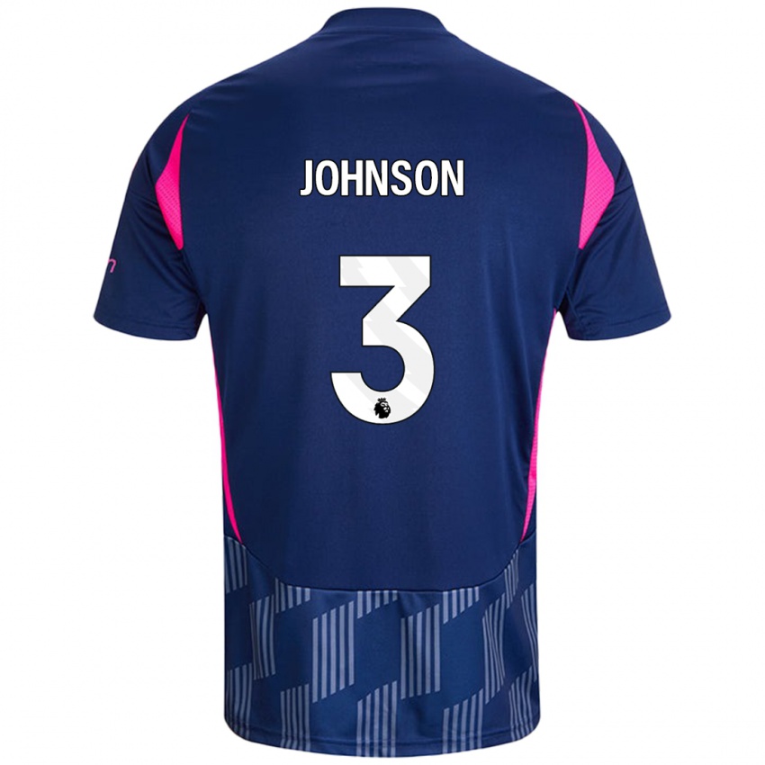 Niño Camiseta Nat Johnson #3 Azul Real Rosa 2ª Equipación 2024/25 La Camisa Chile