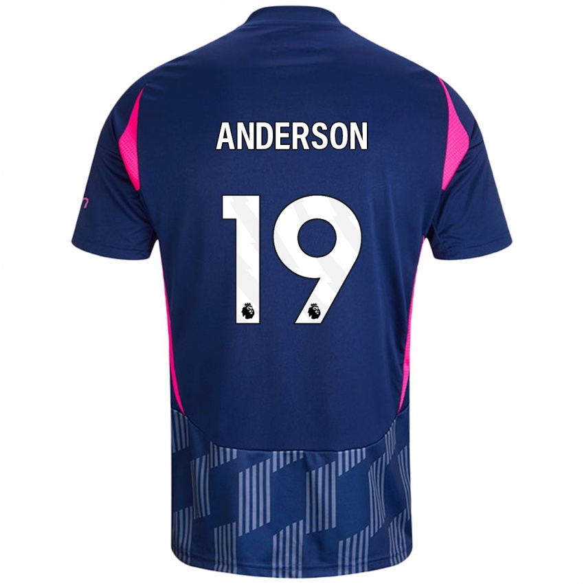 Niño Camiseta Becky Anderson #19 Azul Real Rosa 2ª Equipación 2024/25 La Camisa Chile