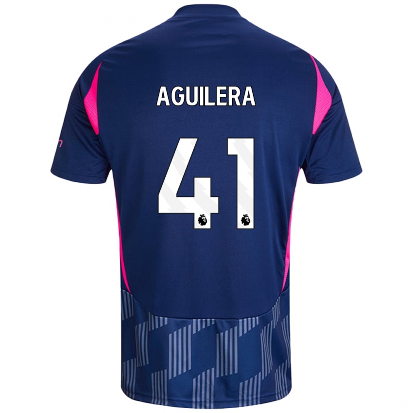 Niño Camiseta Brandon Aguilera #41 Azul Real Rosa 2ª Equipación 2024/25 La Camisa Chile