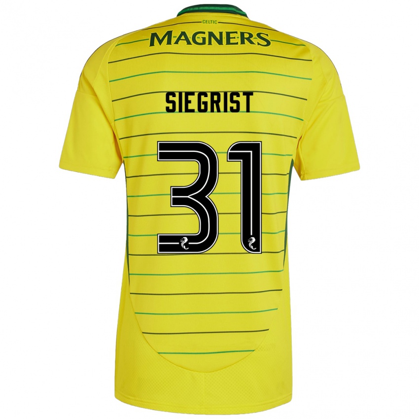 Niño Camiseta Benjamin Siegrist #31 Amarillo 2ª Equipación 2024/25 La Camisa Chile