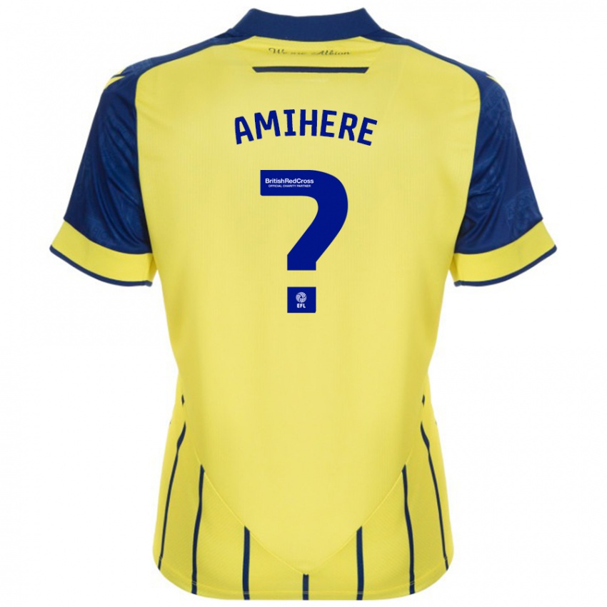 Niño Camiseta Iddrisa Dauda Amihere #0 Amarillo Azul 2ª Equipación 2024/25 La Camisa Chile