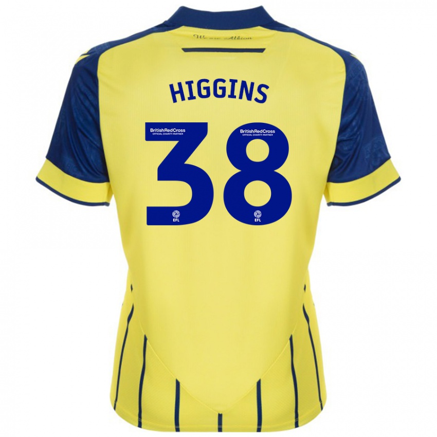 Niño Camiseta Akeel Higgins #38 Amarillo Azul 2ª Equipación 2024/25 La Camisa Chile