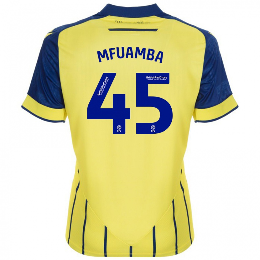 Niño Camiseta Kevin Mfuamba #45 Amarillo Azul 2ª Equipación 2024/25 La Camisa Chile