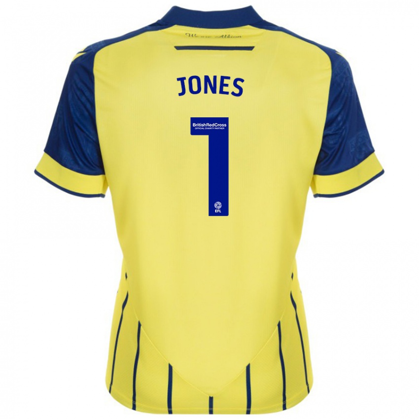 Niño Camiseta Lucy Jones #1 Amarillo Azul 2ª Equipación 2024/25 La Camisa Chile