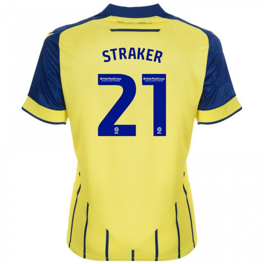 Niño Camiseta Jannelle Straker #21 Amarillo Azul 2ª Equipación 2024/25 La Camisa Chile