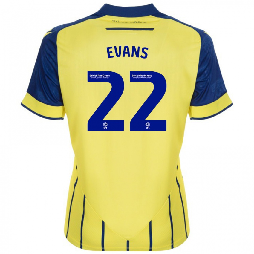 Niño Camiseta Kate Evans #22 Amarillo Azul 2ª Equipación 2024/25 La Camisa Chile