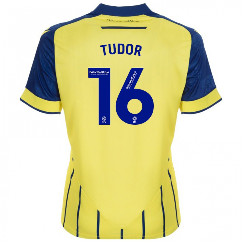 Niño Camiseta Sophie Tudor #16 Amarillo Azul 2ª Equipación 2024/25 La Camisa Chile