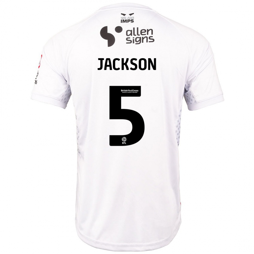 Niño Camiseta Adam Jackson #5 Rojo Blanco 2ª Equipación 2024/25 La Camisa Chile