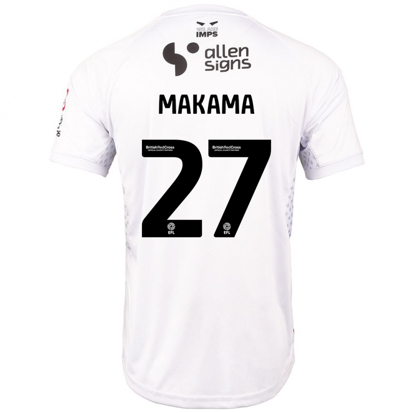 Niño Camiseta Jovon Makama #27 Rojo Blanco 2ª Equipación 2024/25 La Camisa Chile