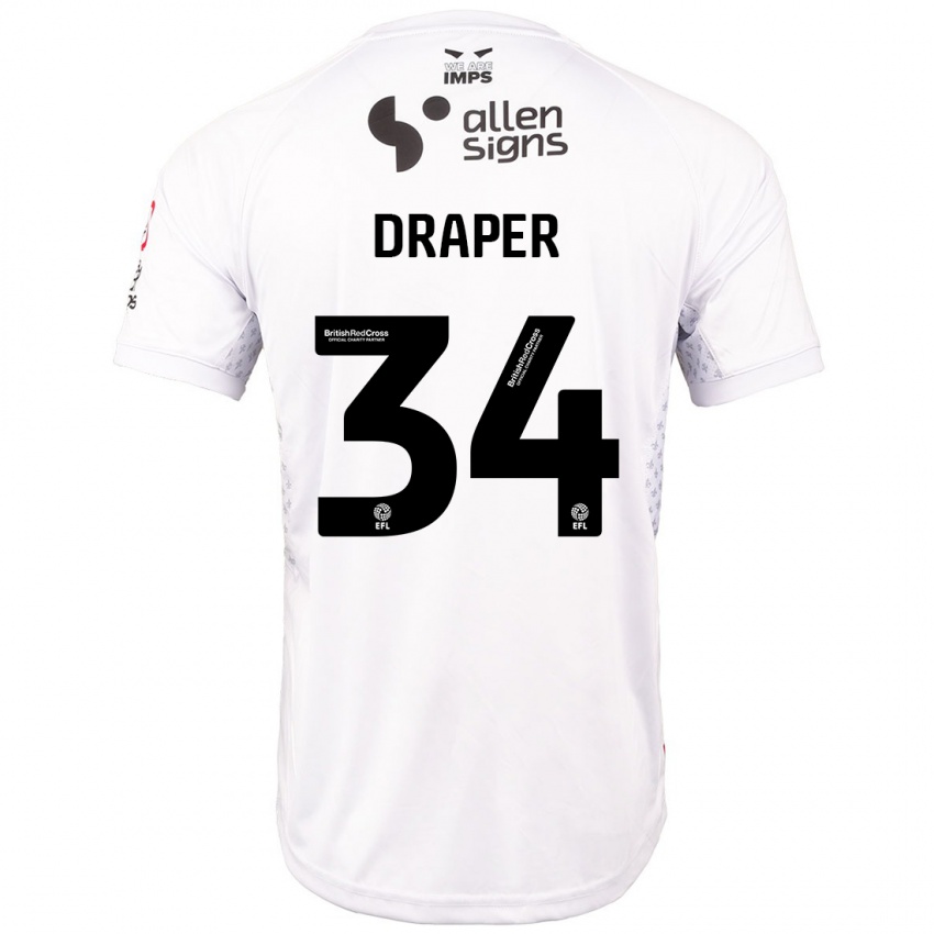 Niño Camiseta Freddie Draper #34 Rojo Blanco 2ª Equipación 2024/25 La Camisa Chile