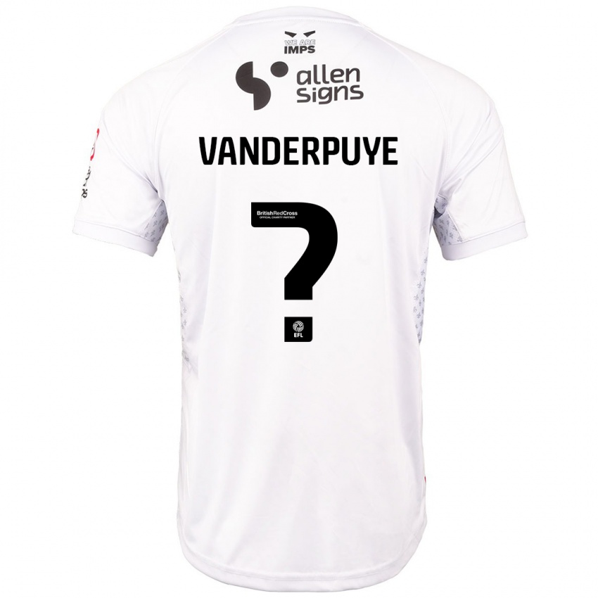 Niño Camiseta Daniel Vanderpuye #0 Rojo Blanco 2ª Equipación 2024/25 La Camisa Chile