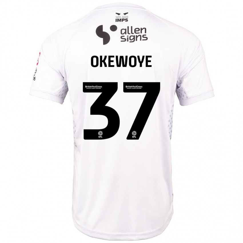 Niño Camiseta Gbolahan Okewoye #37 Rojo Blanco 2ª Equipación 2024/25 La Camisa Chile