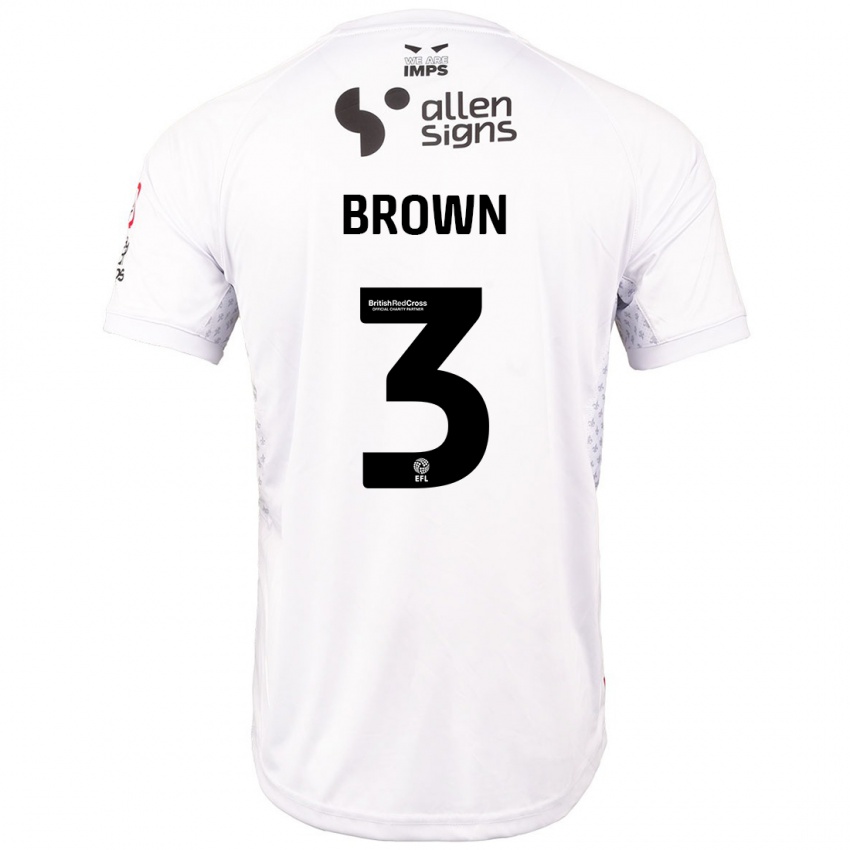 Niño Camiseta Jaden Brown #3 Rojo Blanco 2ª Equipación 2024/25 La Camisa Chile