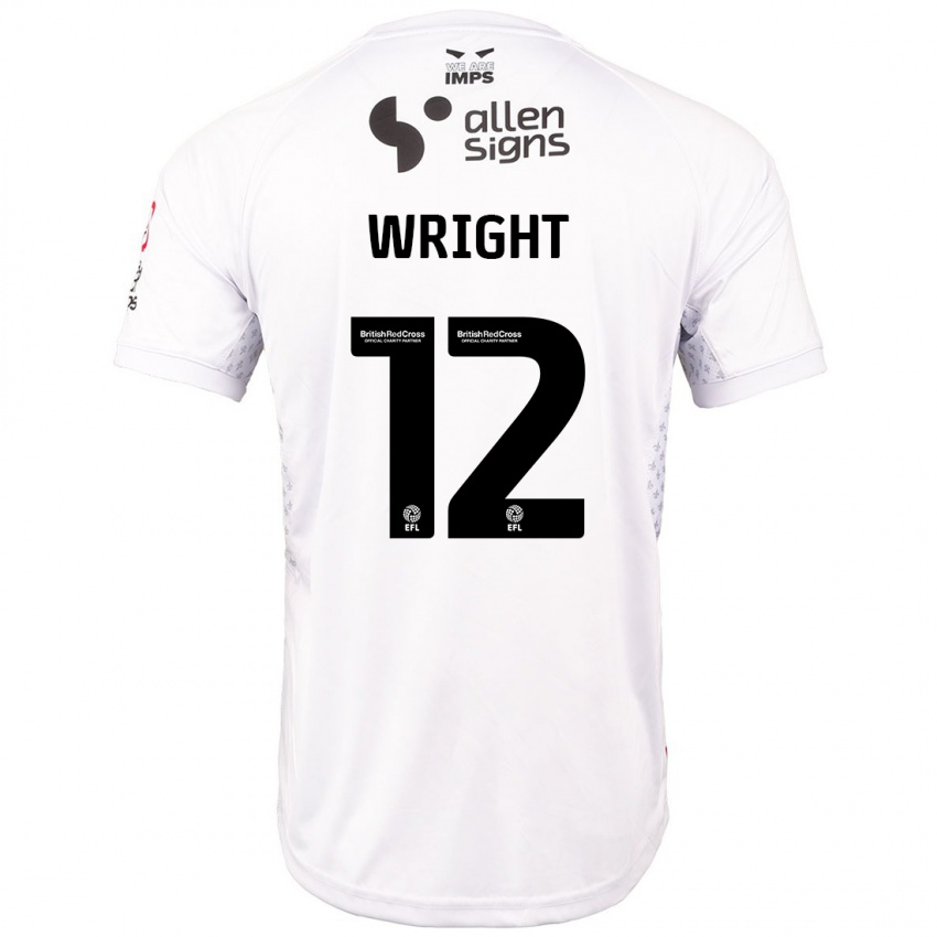 Niño Camiseta Jordan Wright #12 Rojo Blanco 2ª Equipación 2024/25 La Camisa Chile