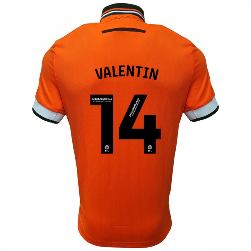 Niño Camiseta Pol Valentín #14 Naranja Blanco 2ª Equipación 2024/25 La Camisa Chile