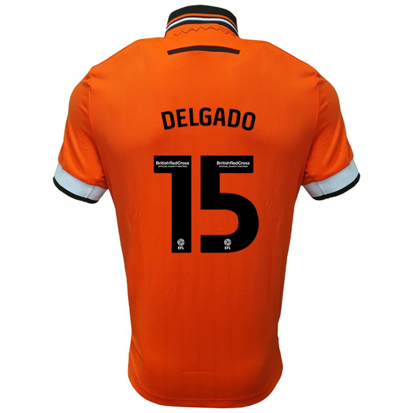 Niño Camiseta Juan Delgado #15 Naranja Blanco 2ª Equipación 2024/25 La Camisa Chile