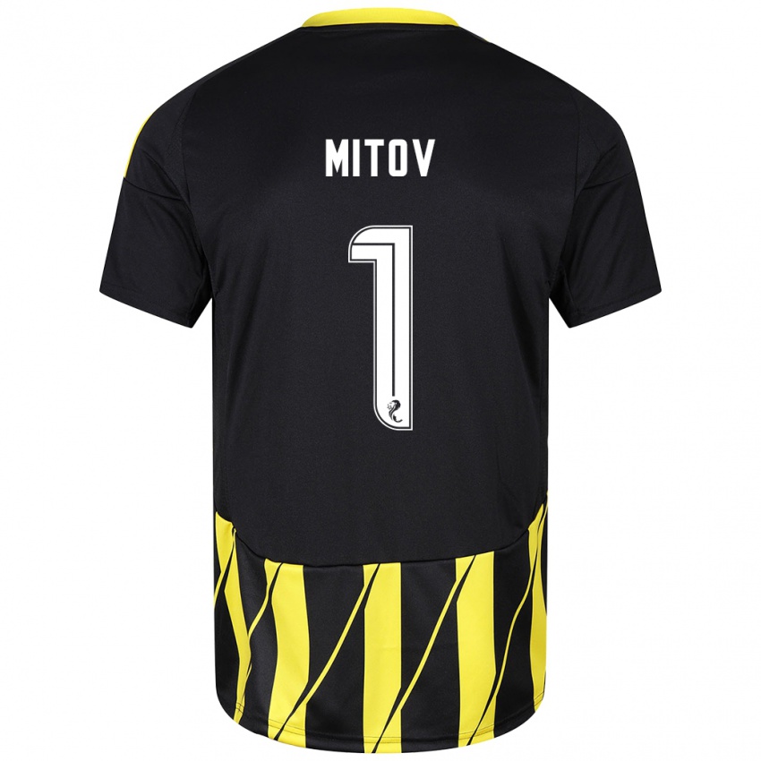 Niño Camiseta Dimitar Mitov #1 Negro Amarillo 2ª Equipación 2024/25 La Camisa Chile