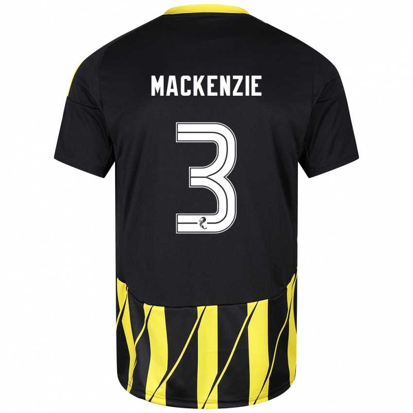 Niño Camiseta Jack Mackenzie #3 Negro Amarillo 2ª Equipación 2024/25 La Camisa Chile