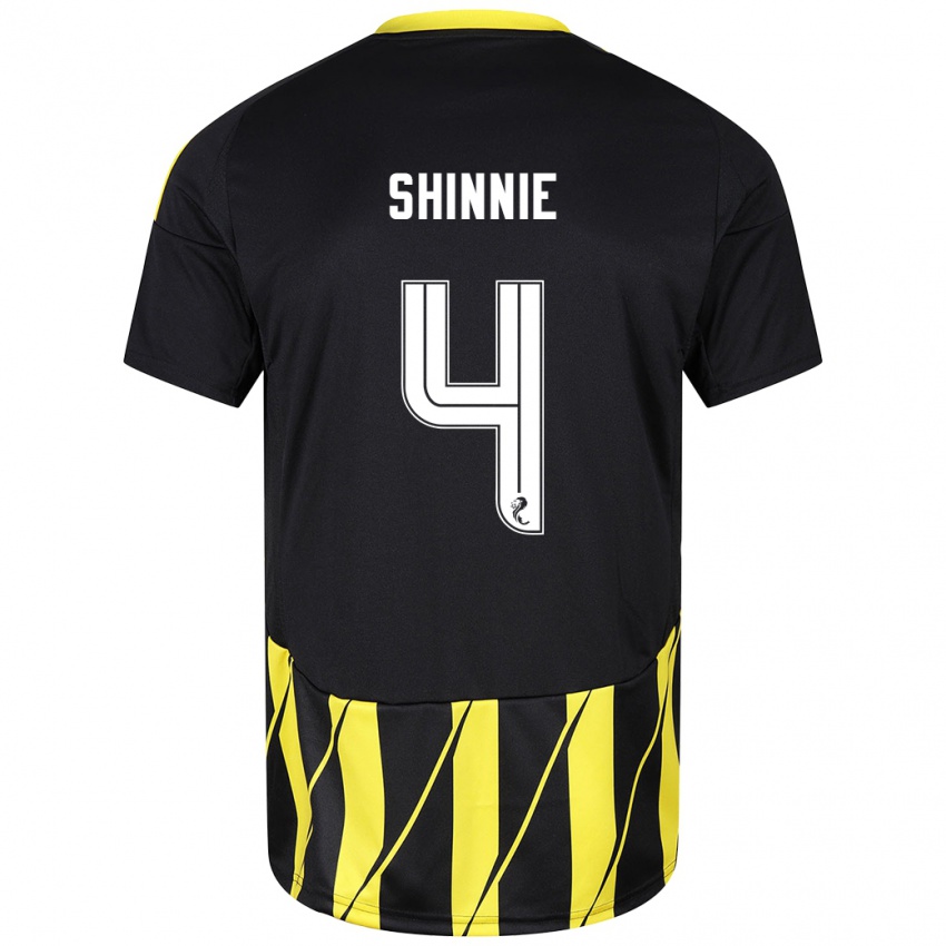 Niño Camiseta Graeme Shinnie #4 Negro Amarillo 2ª Equipación 2024/25 La Camisa Chile