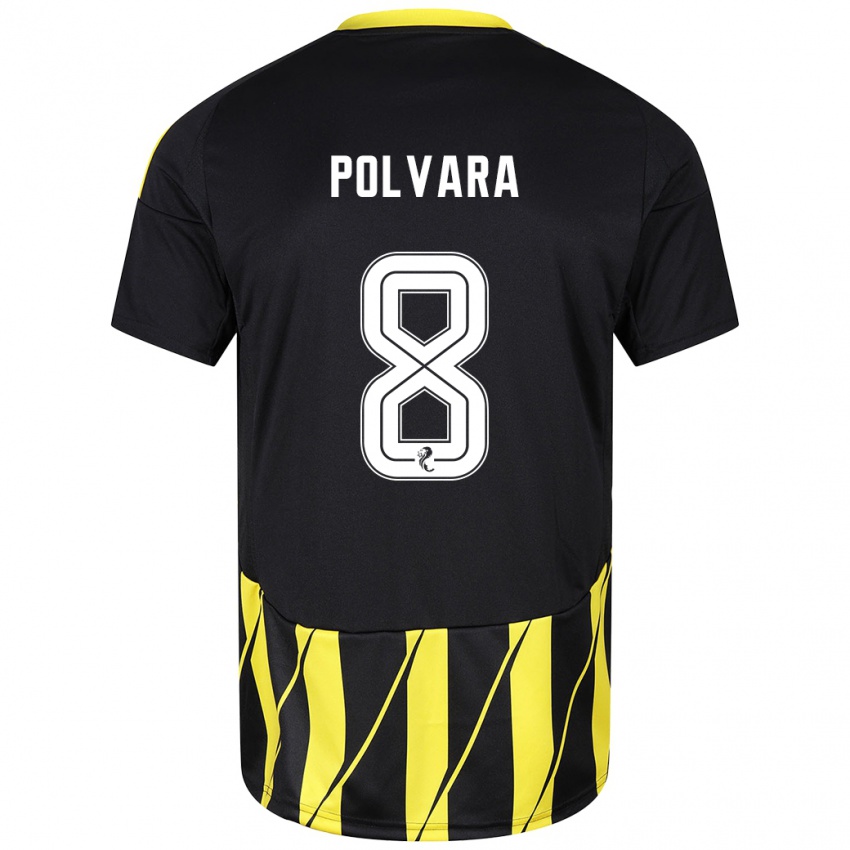 Niño Camiseta Dante Polvara #8 Negro Amarillo 2ª Equipación 2024/25 La Camisa Chile