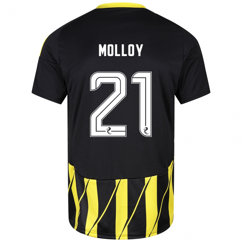 Niño Camiseta Gavin Molloy #21 Negro Amarillo 2ª Equipación 2024/25 La Camisa Chile