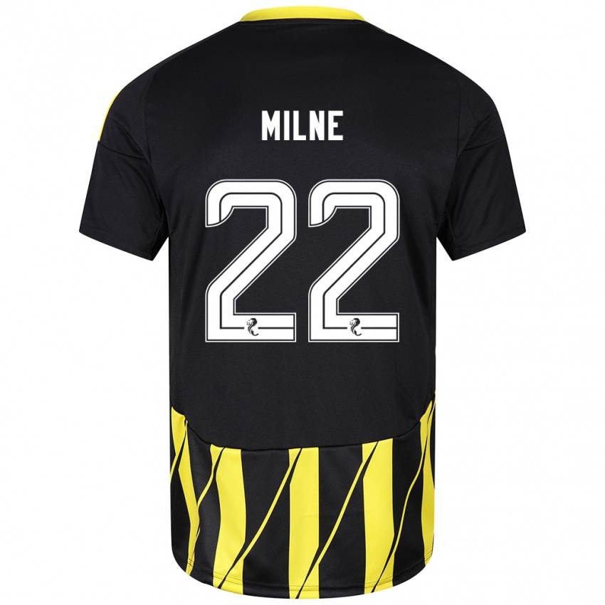 Niño Camiseta Jack Milne #22 Negro Amarillo 2ª Equipación 2024/25 La Camisa Chile