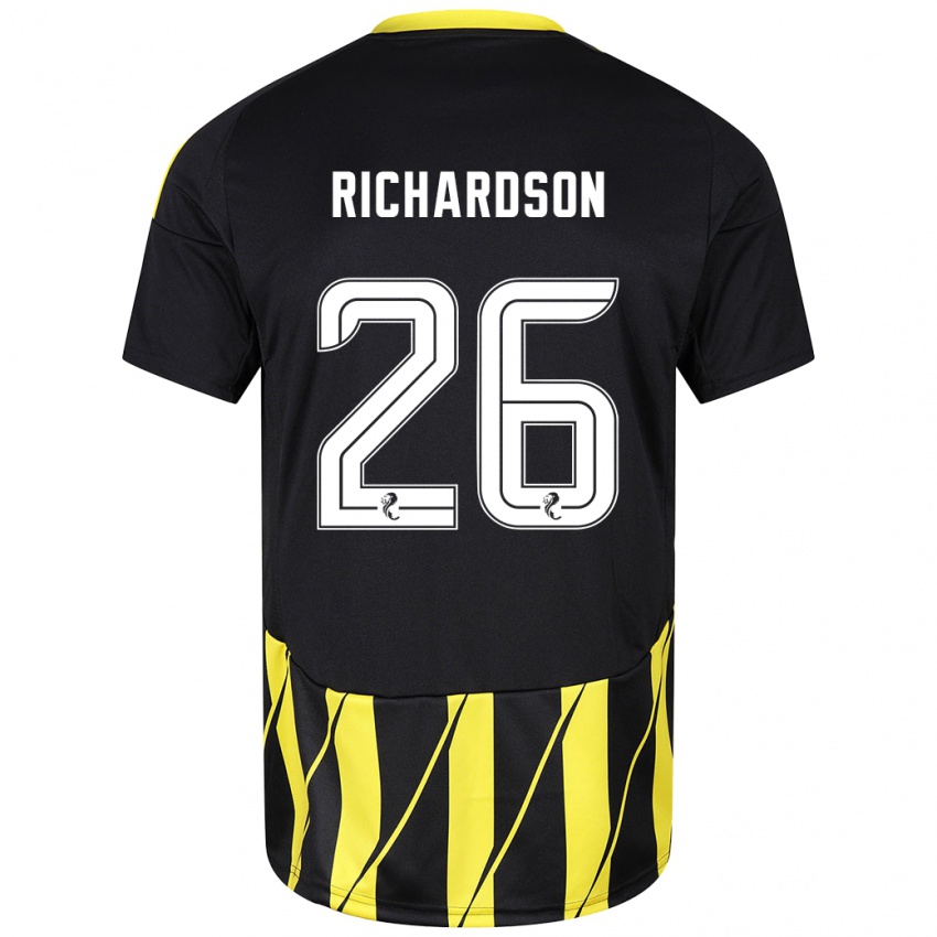 Niño Camiseta Jayden Richardson #26 Negro Amarillo 2ª Equipación 2024/25 La Camisa Chile