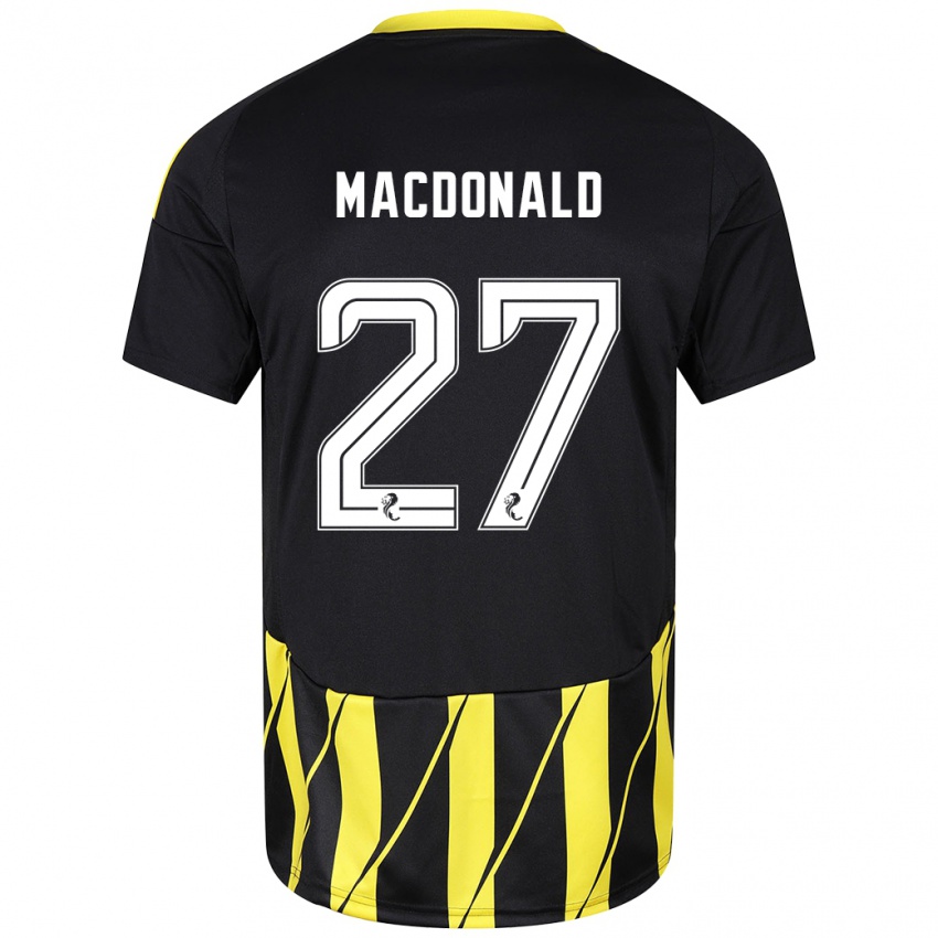 Niño Camiseta Angus Macdonald #27 Negro Amarillo 2ª Equipación 2024/25 La Camisa Chile