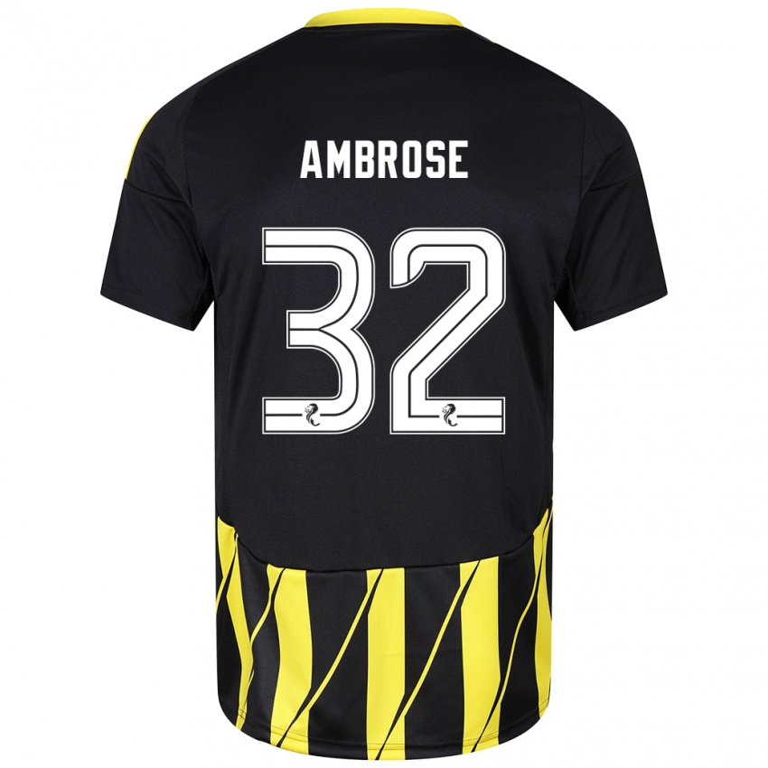 Niño Camiseta Peter Ambrose #32 Negro Amarillo 2ª Equipación 2024/25 La Camisa Chile