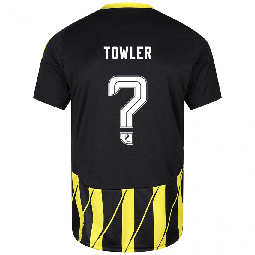 Niño Camiseta Evan Towler #0 Negro Amarillo 2ª Equipación 2024/25 La Camisa Chile