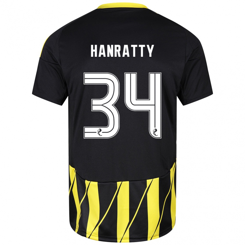 Niño Camiseta Kevin Hanratty #34 Negro Amarillo 2ª Equipación 2024/25 La Camisa Chile