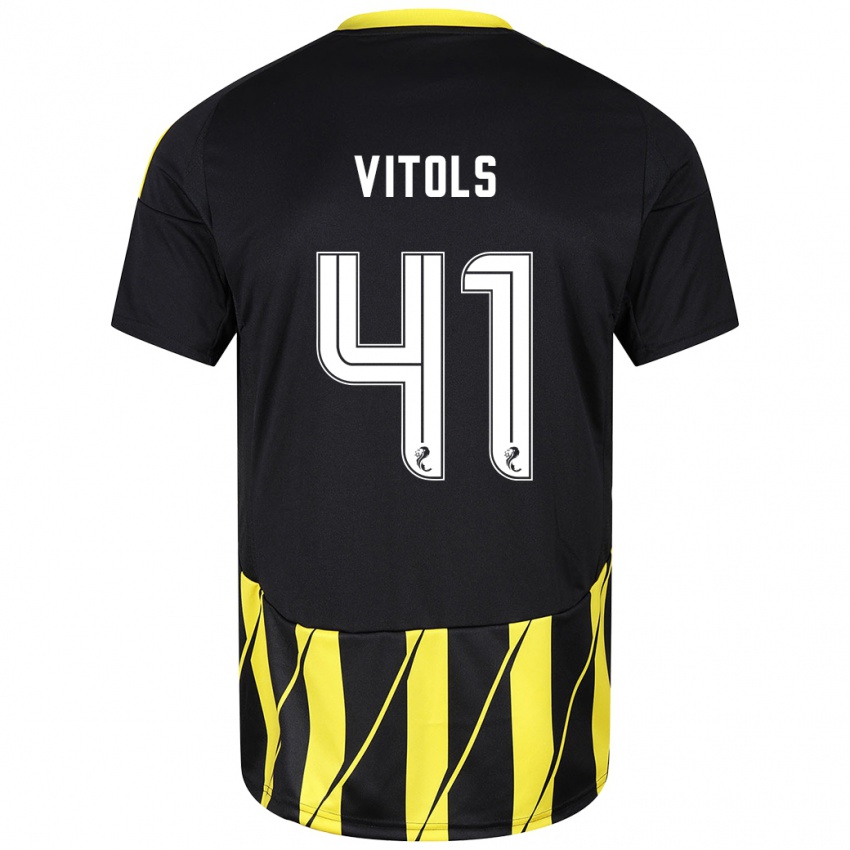 Niño Camiseta Rodrigo Vitols #41 Negro Amarillo 2ª Equipación 2024/25 La Camisa Chile