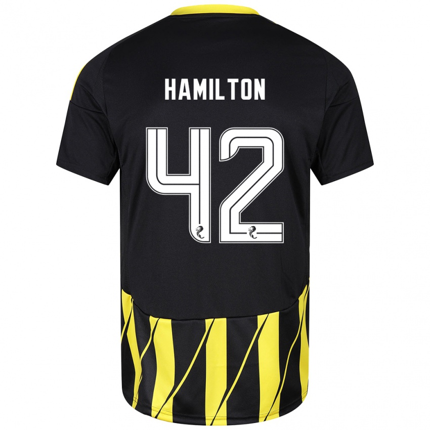 Niño Camiseta Brendan Hamilton #42 Negro Amarillo 2ª Equipación 2024/25 La Camisa Chile