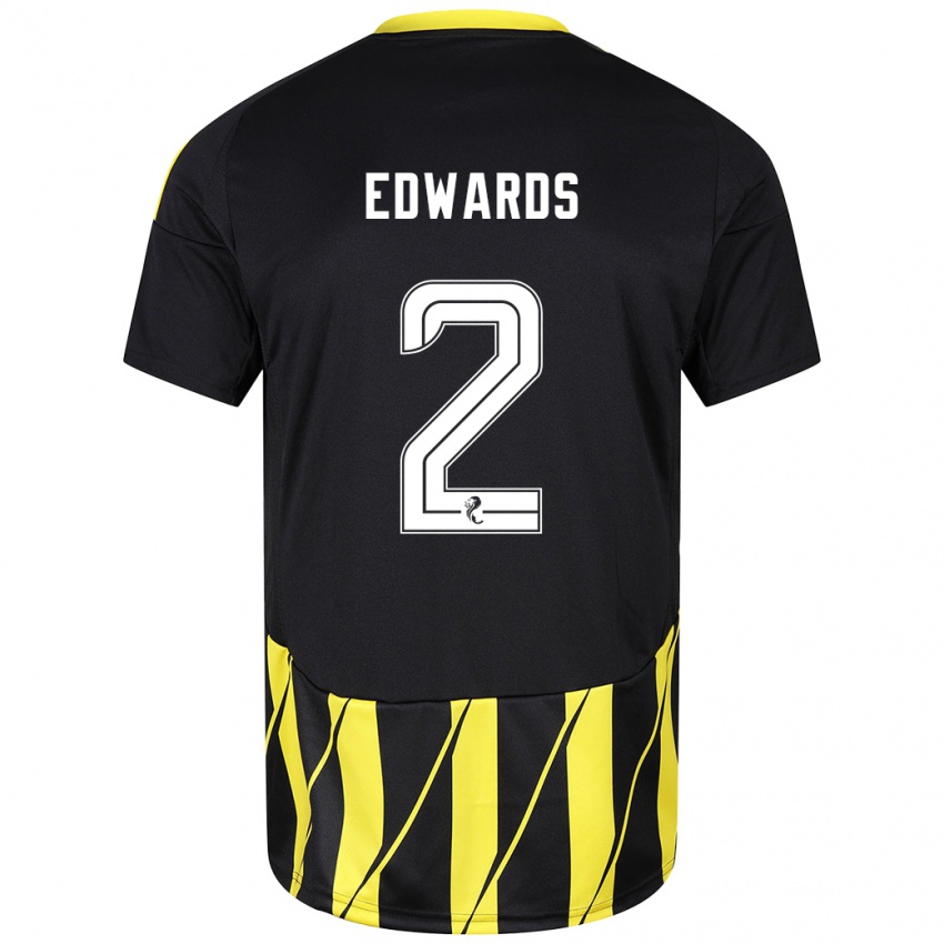 Niño Camiseta Lois Edwards #2 Negro Amarillo 2ª Equipación 2024/25 La Camisa Chile