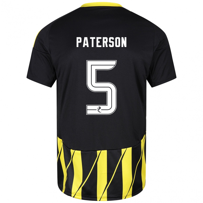 Niño Camiseta Donna Paterson #5 Negro Amarillo 2ª Equipación 2024/25 La Camisa Chile