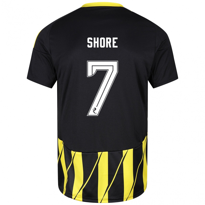 Niño Camiseta Eilidh Shore #7 Negro Amarillo 2ª Equipación 2024/25 La Camisa Chile