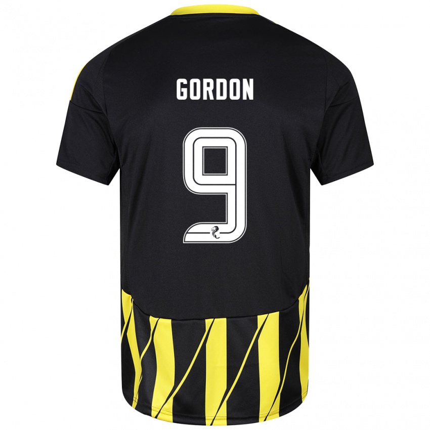 Niño Camiseta Lauren Gordon #9 Negro Amarillo 2ª Equipación 2024/25 La Camisa Chile