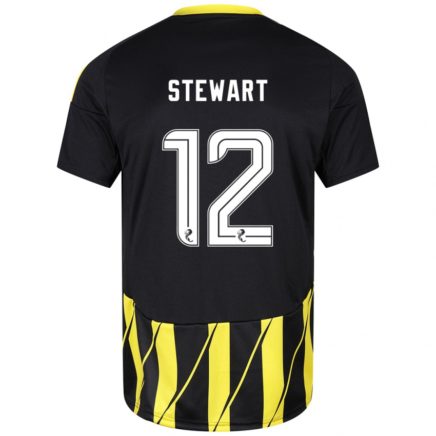 Niño Camiseta Hannah Stewart #12 Negro Amarillo 2ª Equipación 2024/25 La Camisa Chile