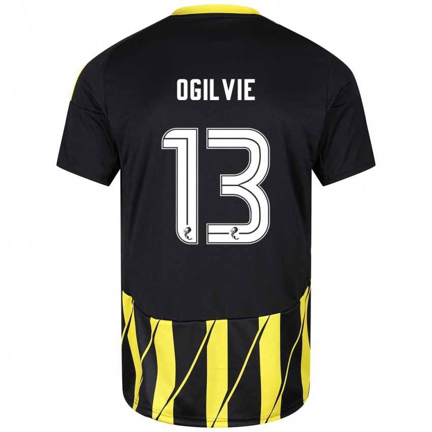 Niño Camiseta Francesca Ogilvie #13 Negro Amarillo 2ª Equipación 2024/25 La Camisa Chile