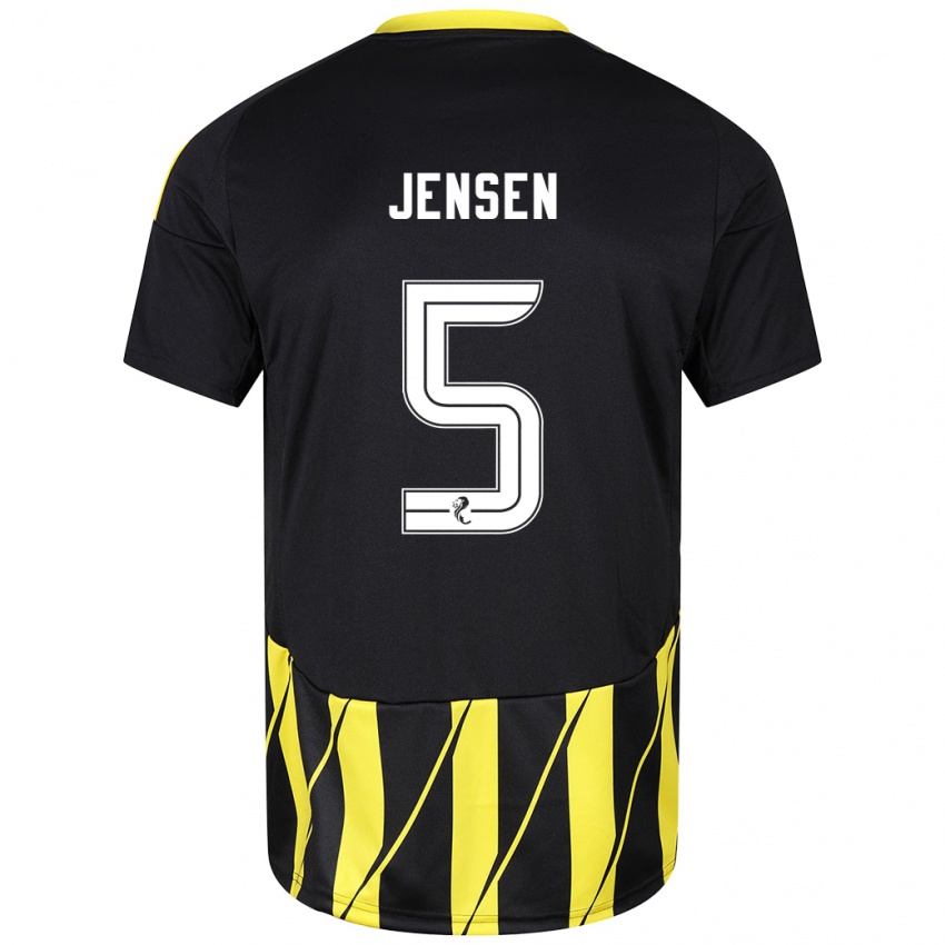 Niño Camiseta Richard Jensen #5 Negro Amarillo 2ª Equipación 2024/25 La Camisa Chile