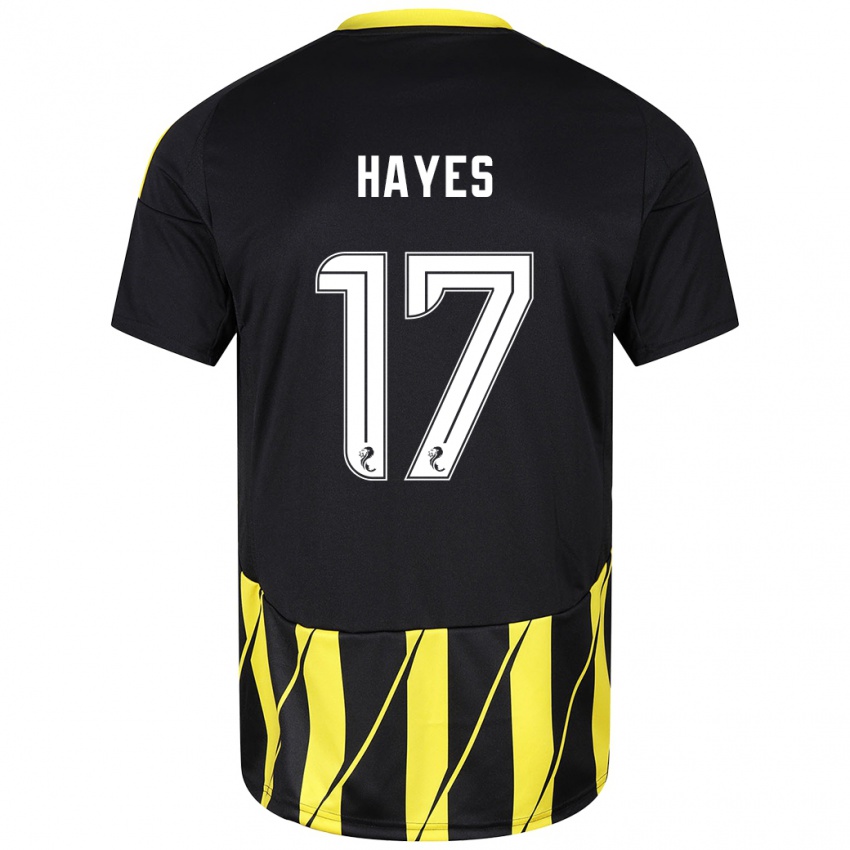 Niño Camiseta Jonny Hayes #17 Negro Amarillo 2ª Equipación 2024/25 La Camisa Chile