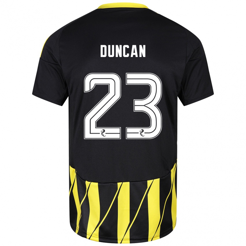 Niño Camiseta Ryan Duncan #23 Negro Amarillo 2ª Equipación 2024/25 La Camisa Chile