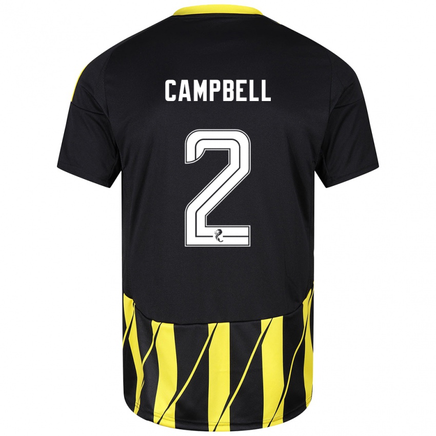 Niño Camiseta Loren Campbell #2 Negro Amarillo 2ª Equipación 2024/25 La Camisa Chile