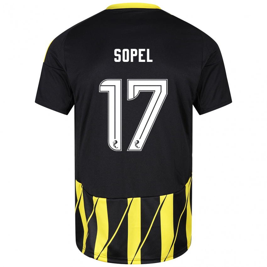 Niño Camiseta Nadia Sopel #17 Negro Amarillo 2ª Equipación 2024/25 La Camisa Chile