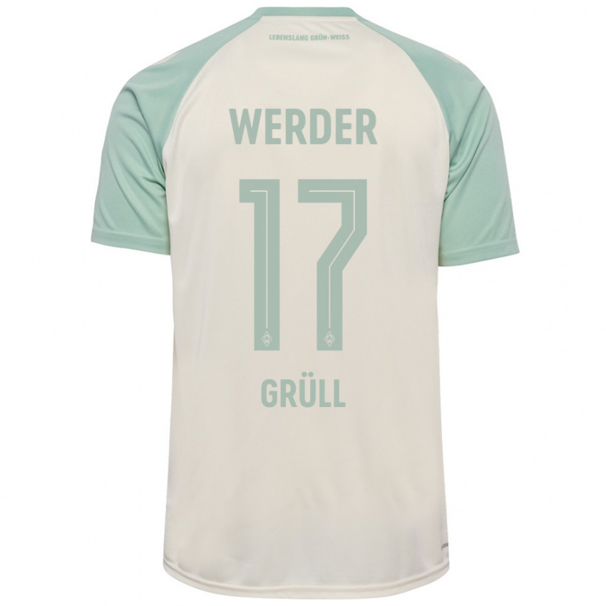 Niño Camiseta Marco Grüll #17 Blanquecino Verde Claro 2ª Equipación 2024/25 La Camisa Chile