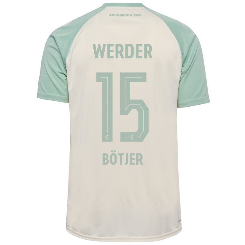 Niño Camiseta Linus Bötjer #15 Blanquecino Verde Claro 2ª Equipación 2024/25 La Camisa Chile