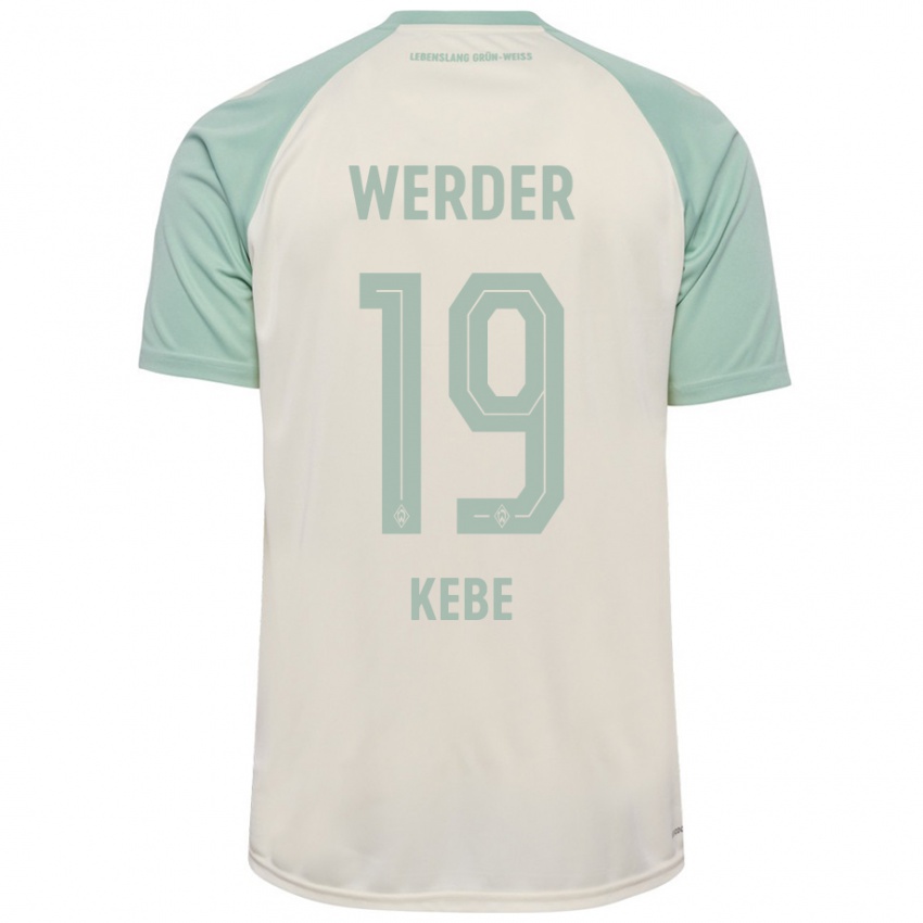 Niño Camiseta David Kébé #19 Blanquecino Verde Claro 2ª Equipación 2024/25 La Camisa Chile