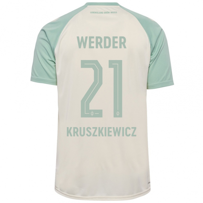 Niño Camiseta Jakub Kruszkiewicz #21 Blanquecino Verde Claro 2ª Equipación 2024/25 La Camisa Chile